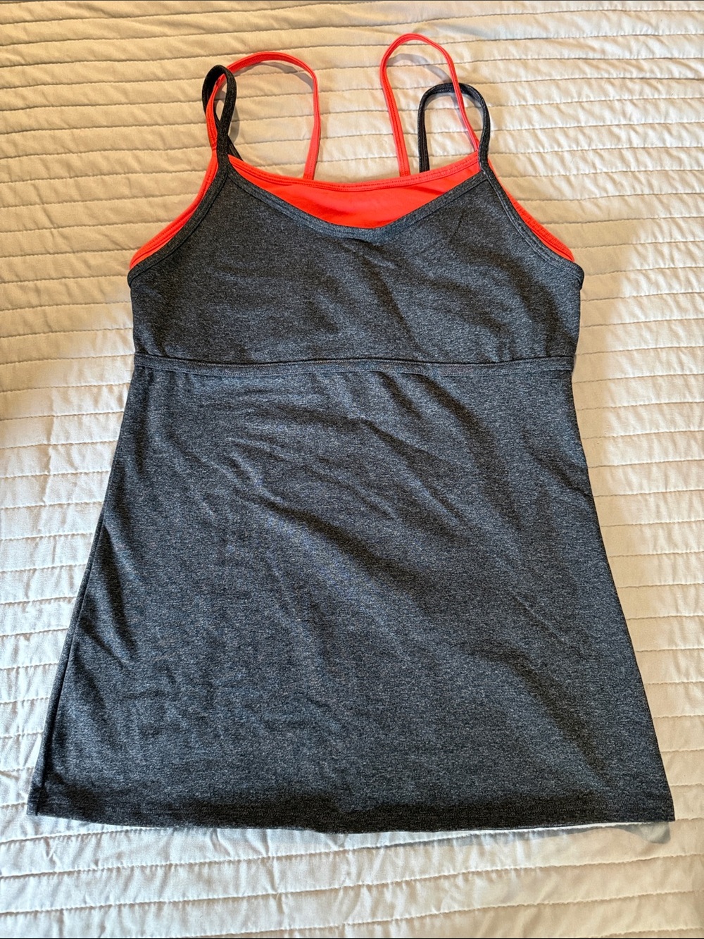 Gray & Coral Double-Strap Women's Tank Top